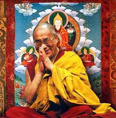 Dalai Lama at a public teaching on Buddhism